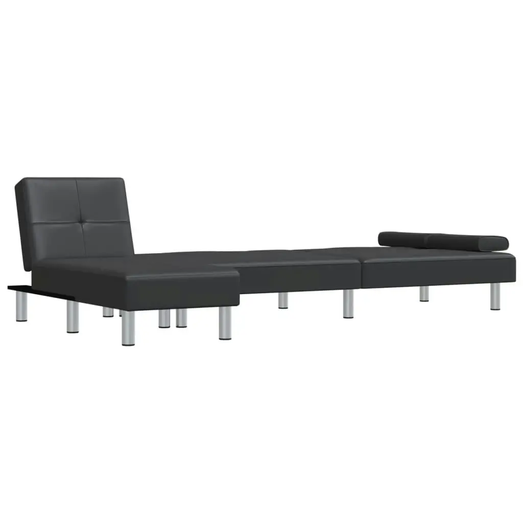 L-shaped Sofa Bed Black 255x140x70 cm Faux Leather 3157265