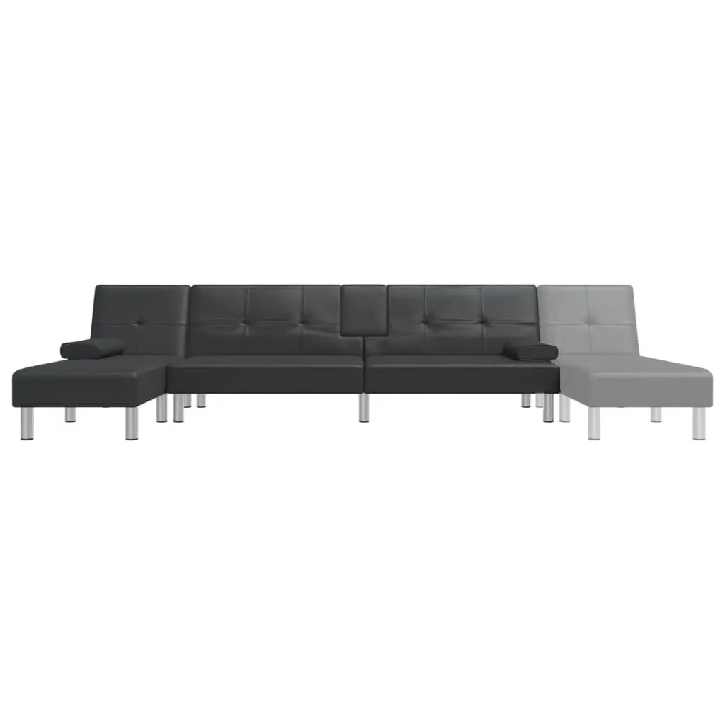 L-shaped Sofa Bed Black 255x140x70 cm Faux Leather 3157265