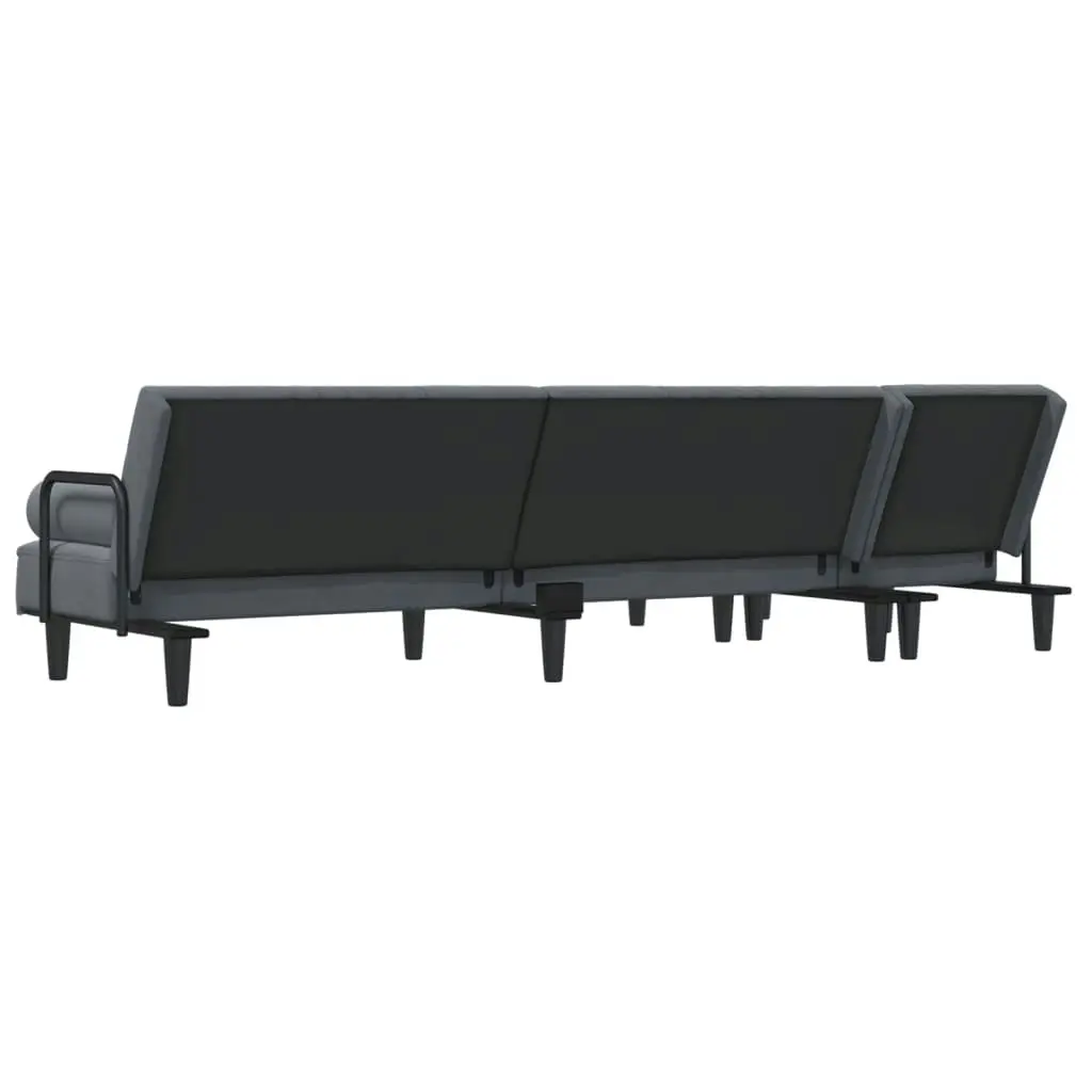 L-shaped Sofa Bed Dark Grey 260x140x70 cm Velvet 3157243