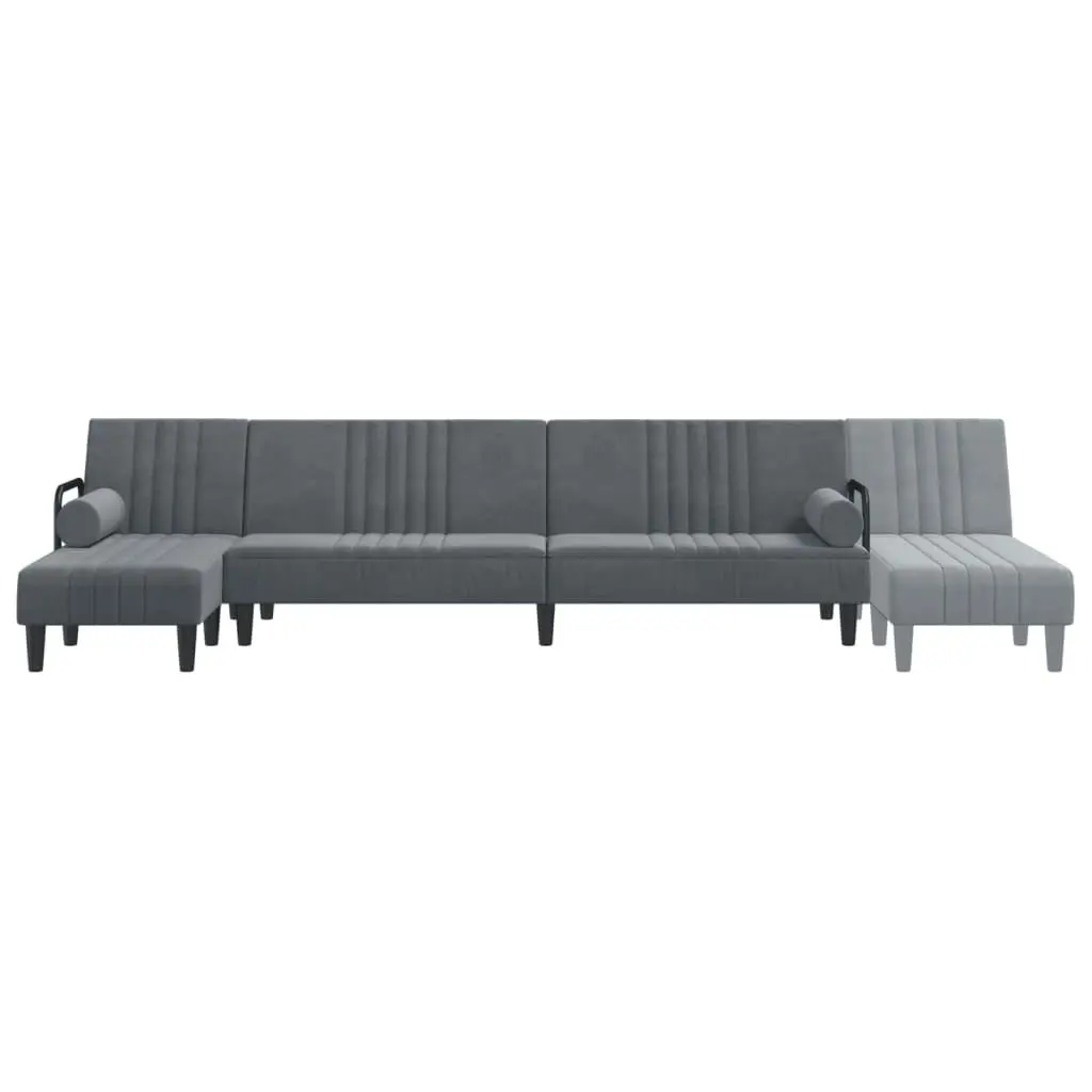 L-shaped Sofa Bed Dark Grey 260x140x70 cm Velvet 3157243