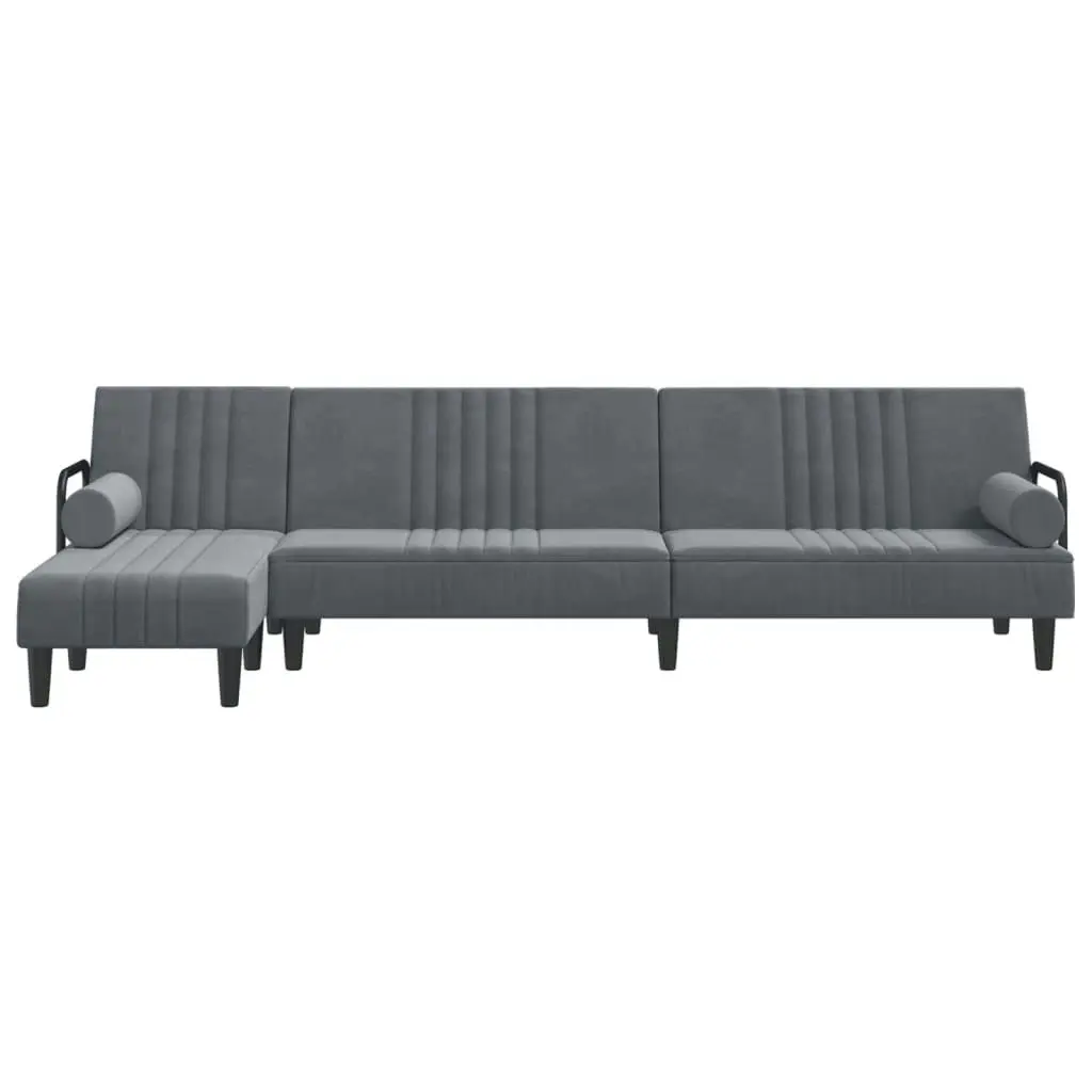 L-shaped Sofa Bed Dark Grey 260x140x70 cm Velvet 3157243