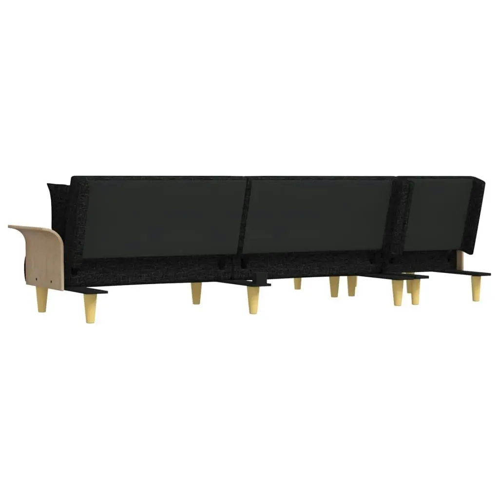 L-shaped Sofa Bed Black 279x140x70 cm Fabric 3157213