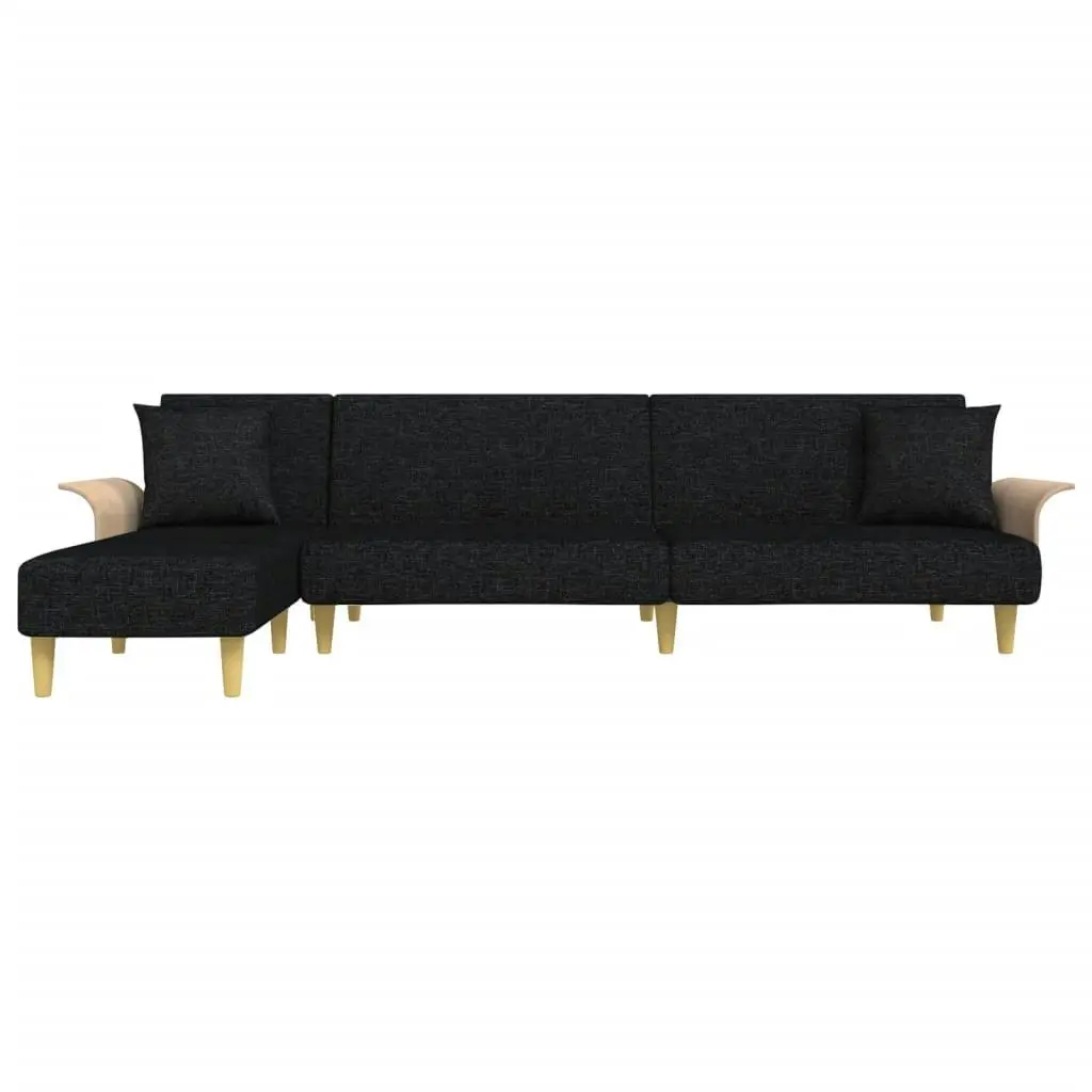 L-shaped Sofa Bed Black 279x140x70 cm Fabric 3157213