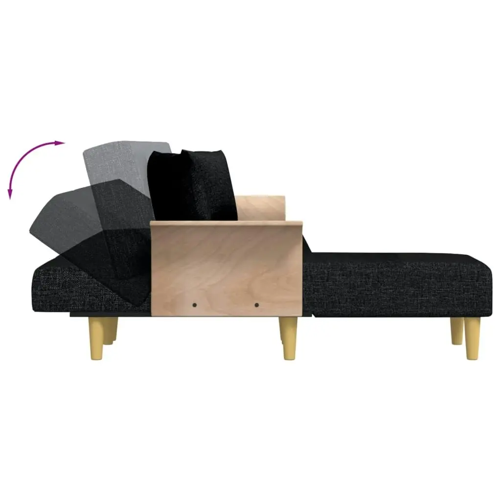 L-shaped Sofa Bed Black 279x140x70 cm Fabric 3157213