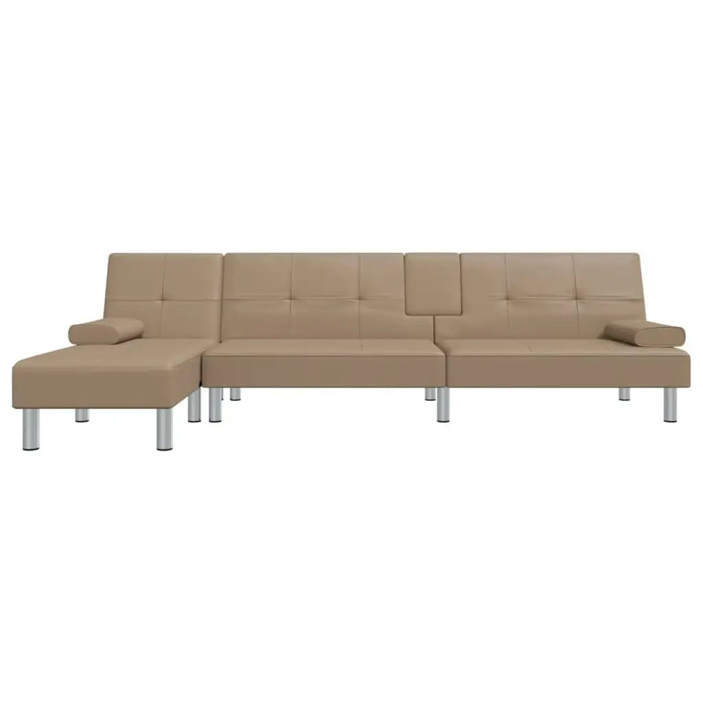 L-shaped Sofa Bed Cappuccino 255x140x70 cm Faux Leather 3157268