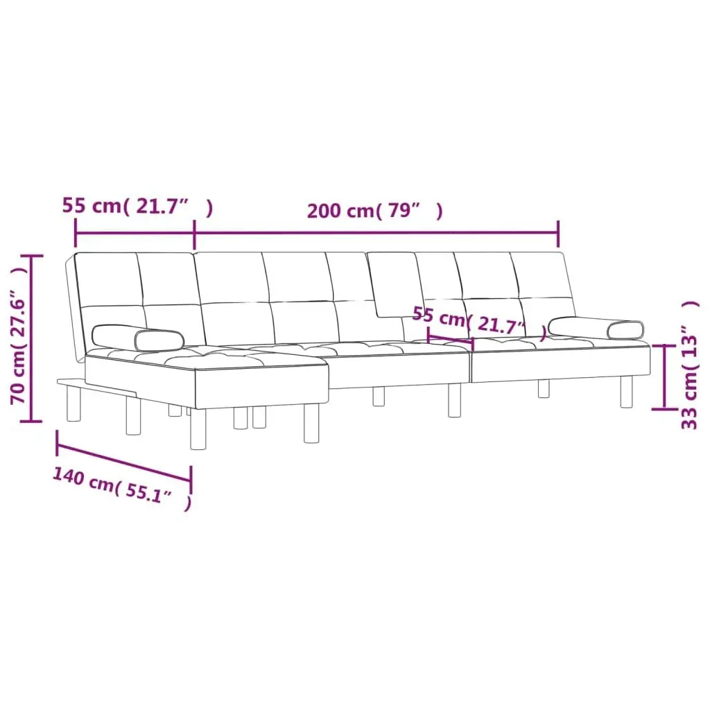 L-shaped Sofa Bed Cappuccino 255x140x70 cm Faux Leather 3157268