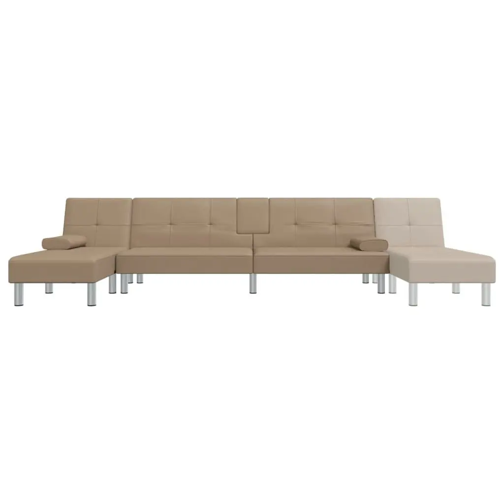 L-shaped Sofa Bed Cappuccino 255x140x70 cm Faux Leather 3157268