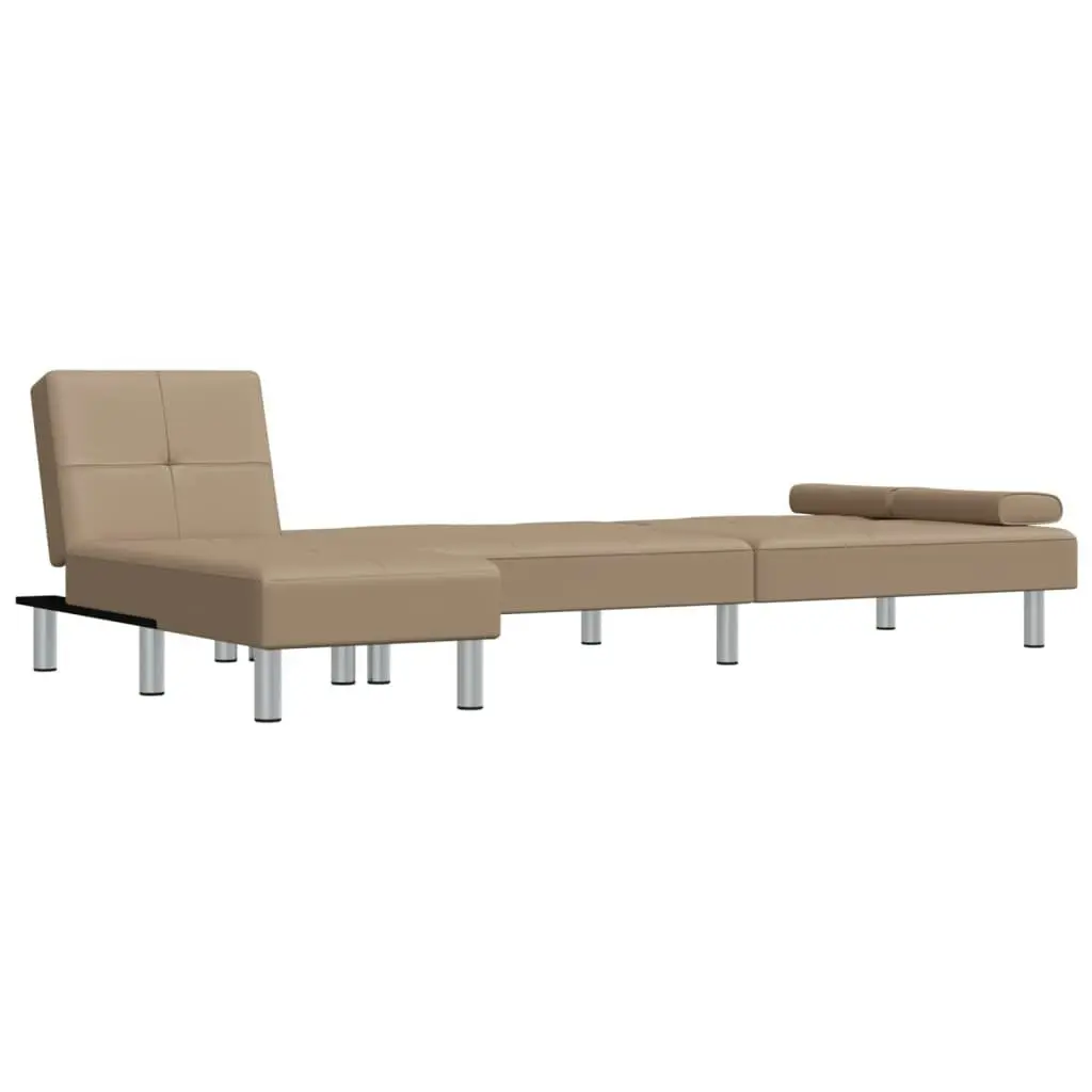 L-shaped Sofa Bed Cappuccino 255x140x70 cm Faux Leather 3157268