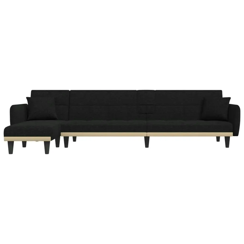 L-shaped Sofa Bed Black 275x140x70 cm Fabric 3157231