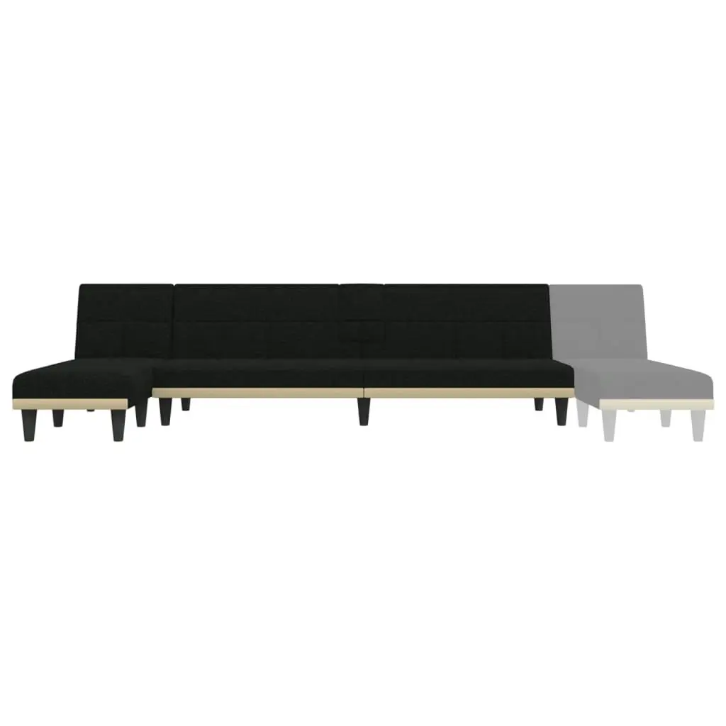 L-shaped Sofa Bed Black 255x140x70 cm Fabric 3157228