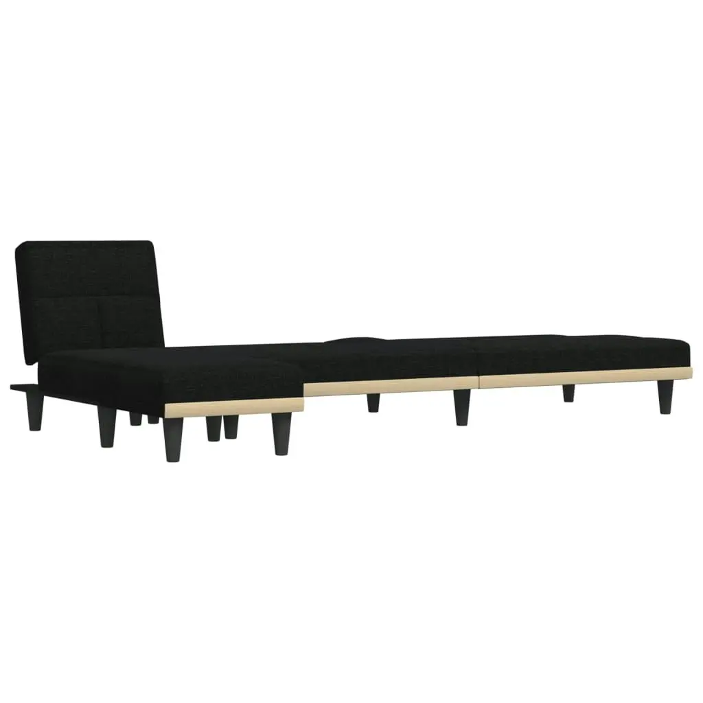 L-shaped Sofa Bed Black 255x140x70 cm Fabric 3157228