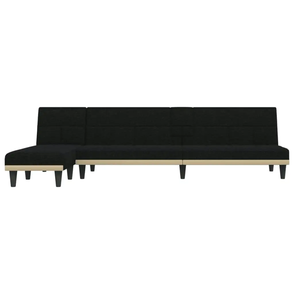 L-shaped Sofa Bed Black 255x140x70 cm Fabric 3157228