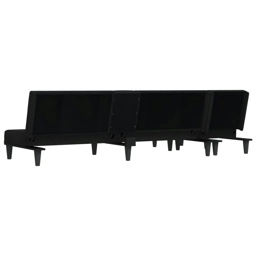 L-shaped Sofa Bed Black 255x140x70 cm Fabric 3157228