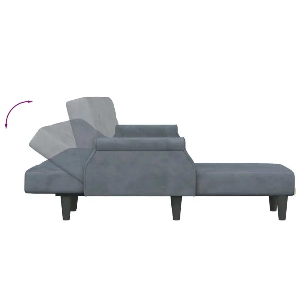 L-shaped Sofa Bed Dark Grey 271x140x70 cm Velvet 3157277