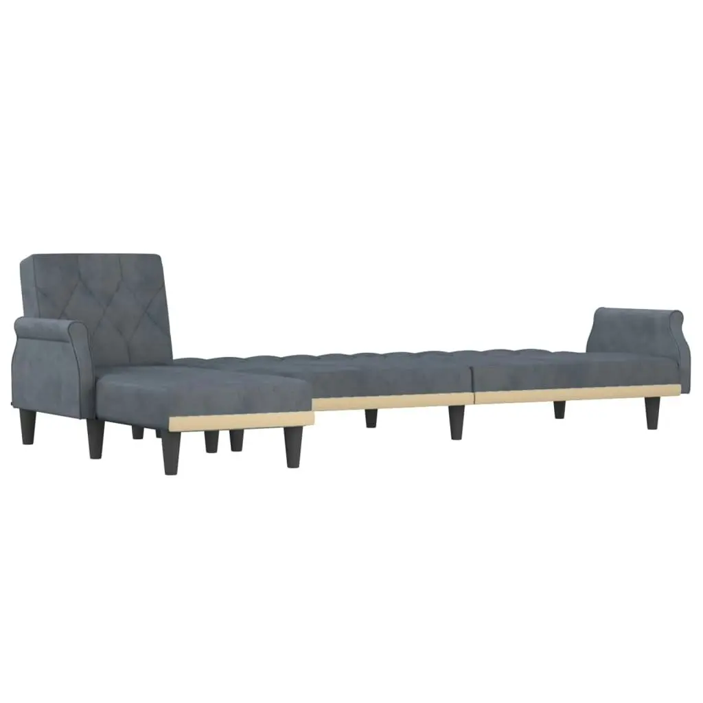 L-shaped Sofa Bed Dark Grey 271x140x70 cm Velvet 3157277