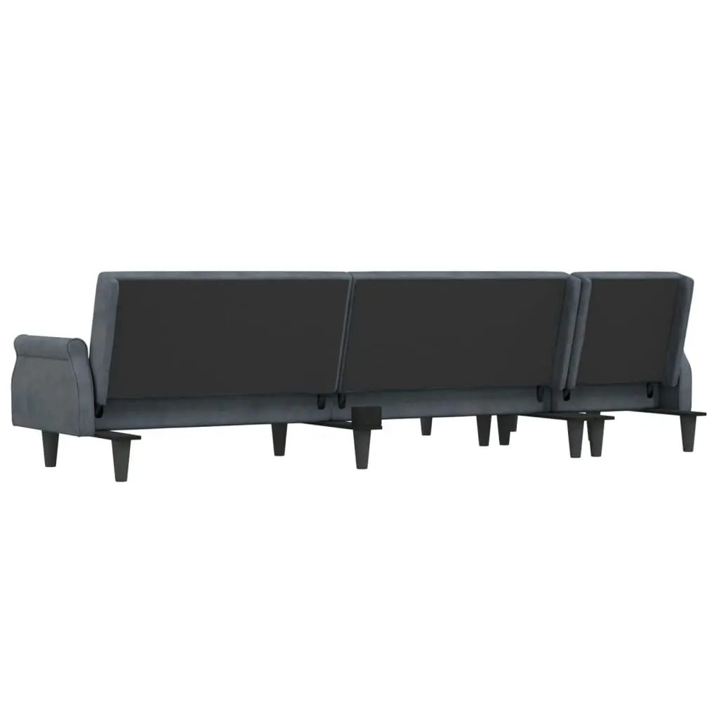 L-shaped Sofa Bed Dark Grey 271x140x70 cm Velvet 3157277