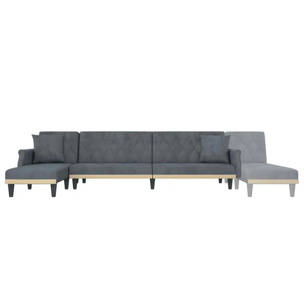 L-shaped Sofa Bed Dark Grey 271x140x70 cm Velvet 3157277