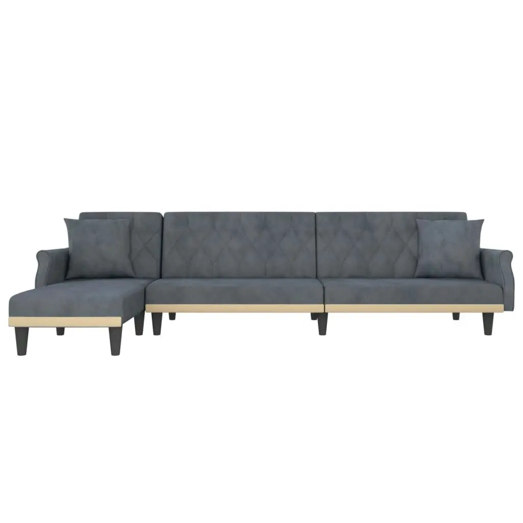 L-shaped Sofa Bed Dark Grey 271x140x70 cm Velvet 3157277