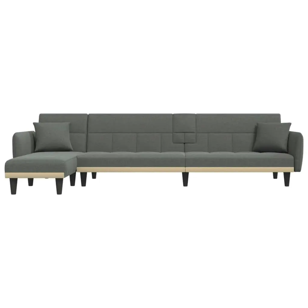 L-shaped Sofa Bed Dark Grey 275x140x70 cm Fabric 3157230