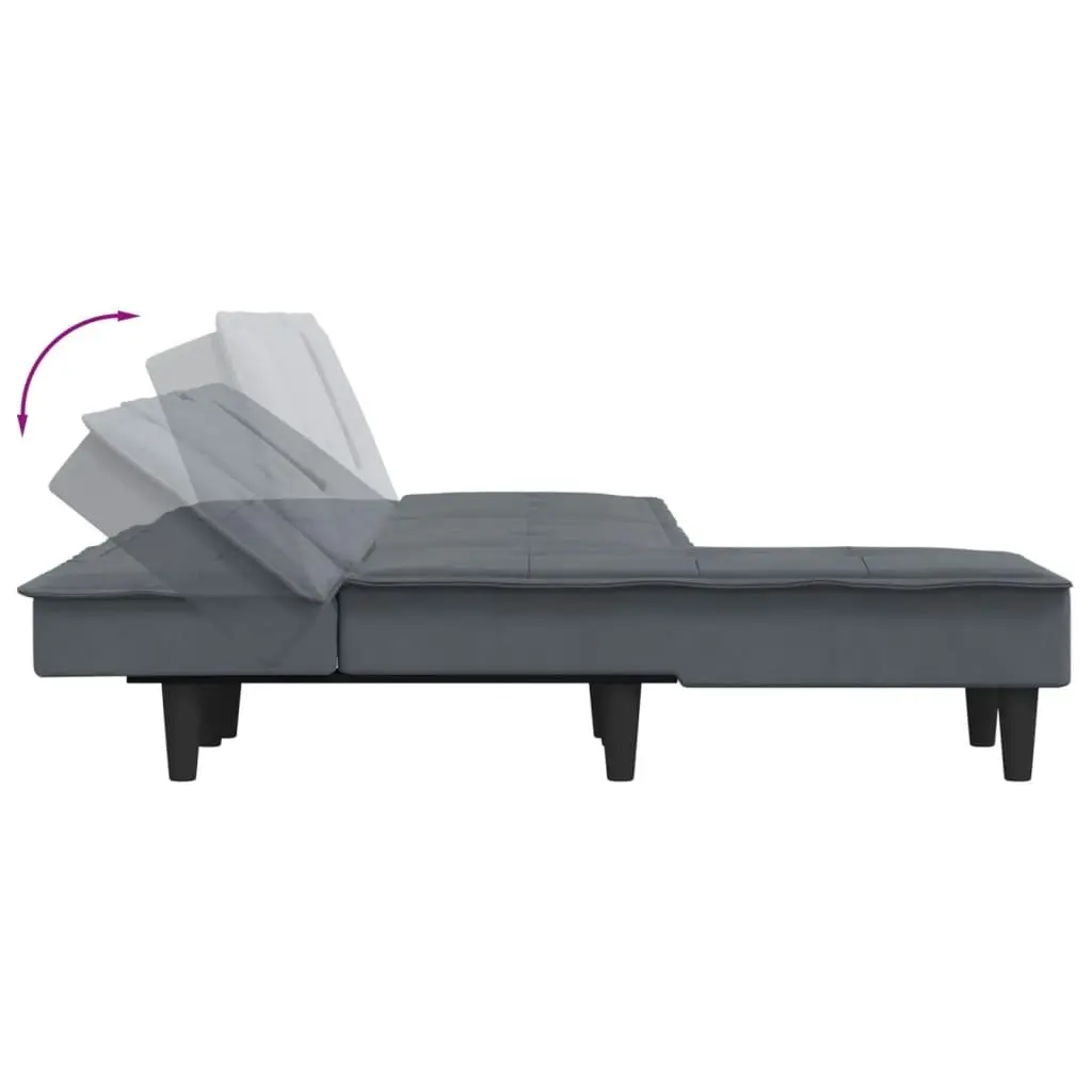 L-shaped Sofa Bed Dark Grey 255x140x70 cm Velvet 3157261