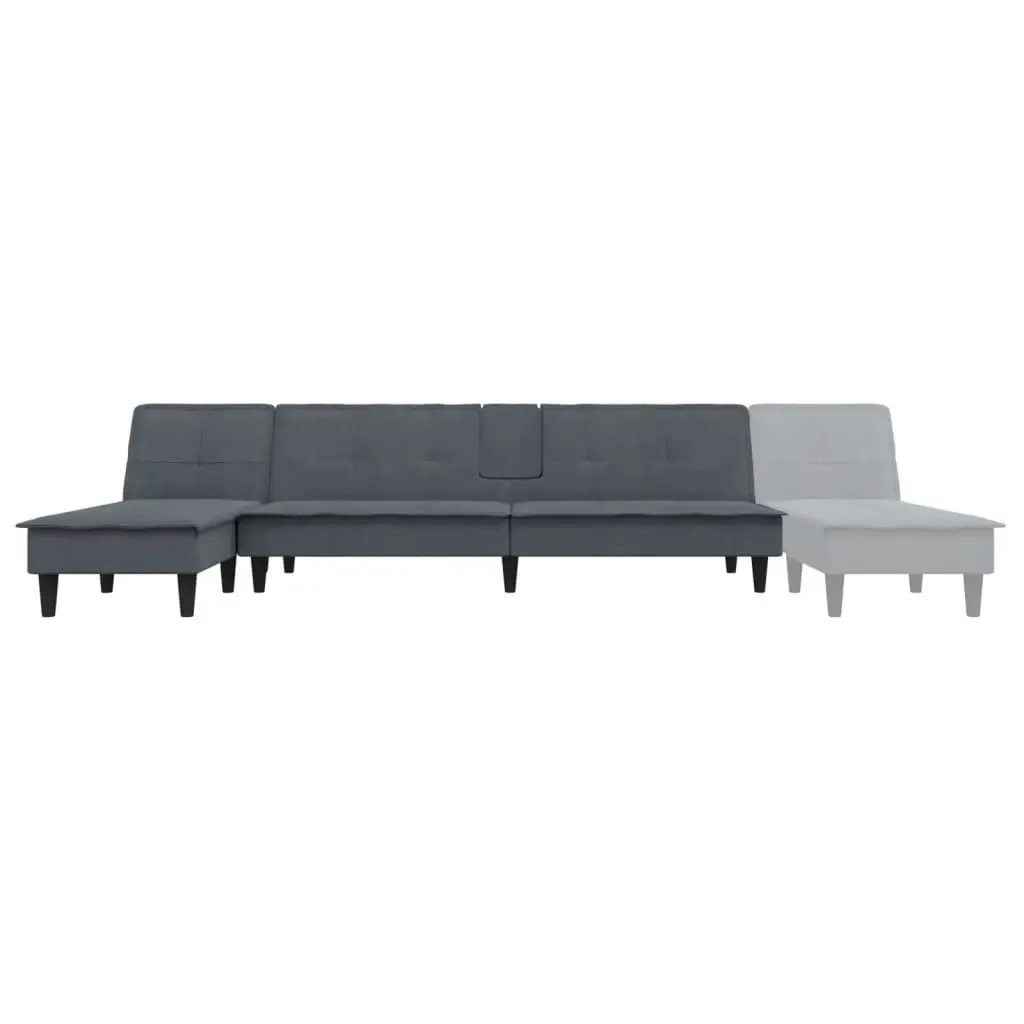 L-shaped Sofa Bed Dark Grey 255x140x70 cm Velvet 3157261