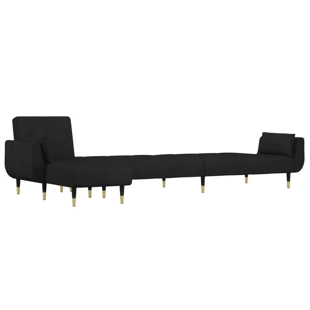 L-shaped Sofa Bed Black 275x140x70 cm Velvet 3157209