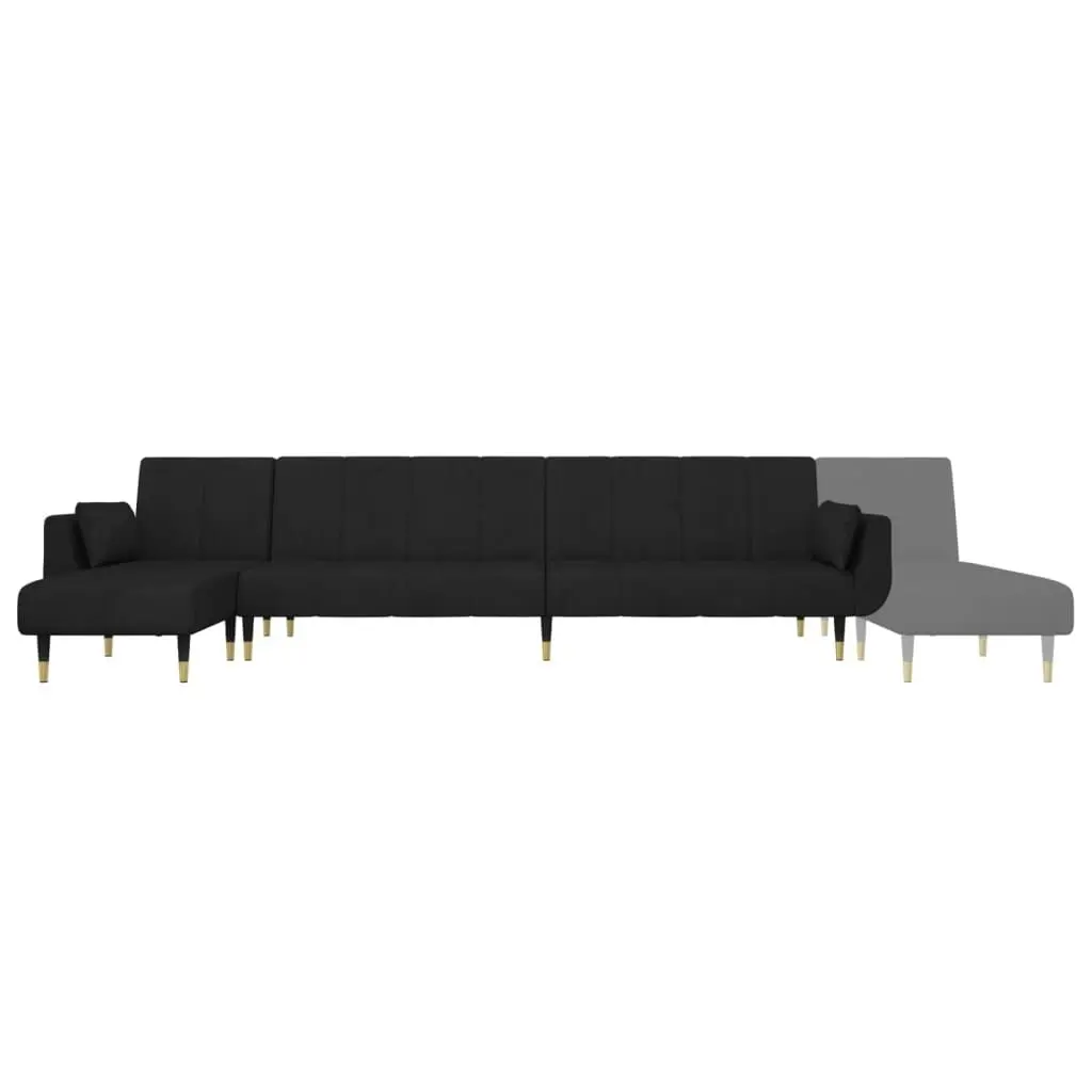 L-shaped Sofa Bed Black 275x140x70 cm Velvet 3157209