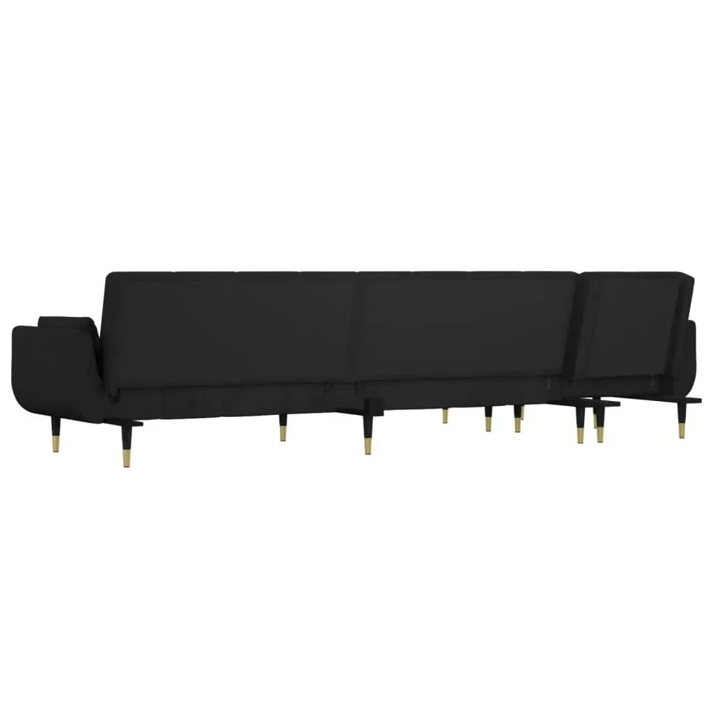 L-shaped Sofa Bed Black 275x140x70 cm Velvet 3157209