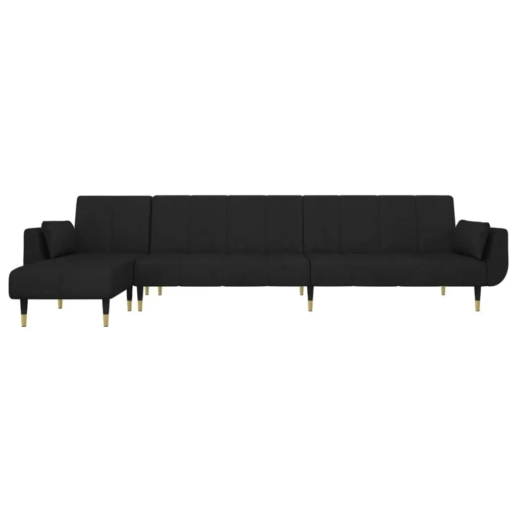 L-shaped Sofa Bed Black 275x140x70 cm Velvet 3157209