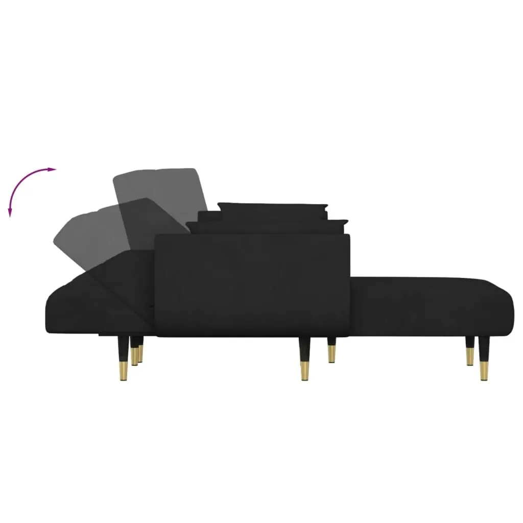 L-shaped Sofa Bed Black 275x140x70 cm Velvet 3157209