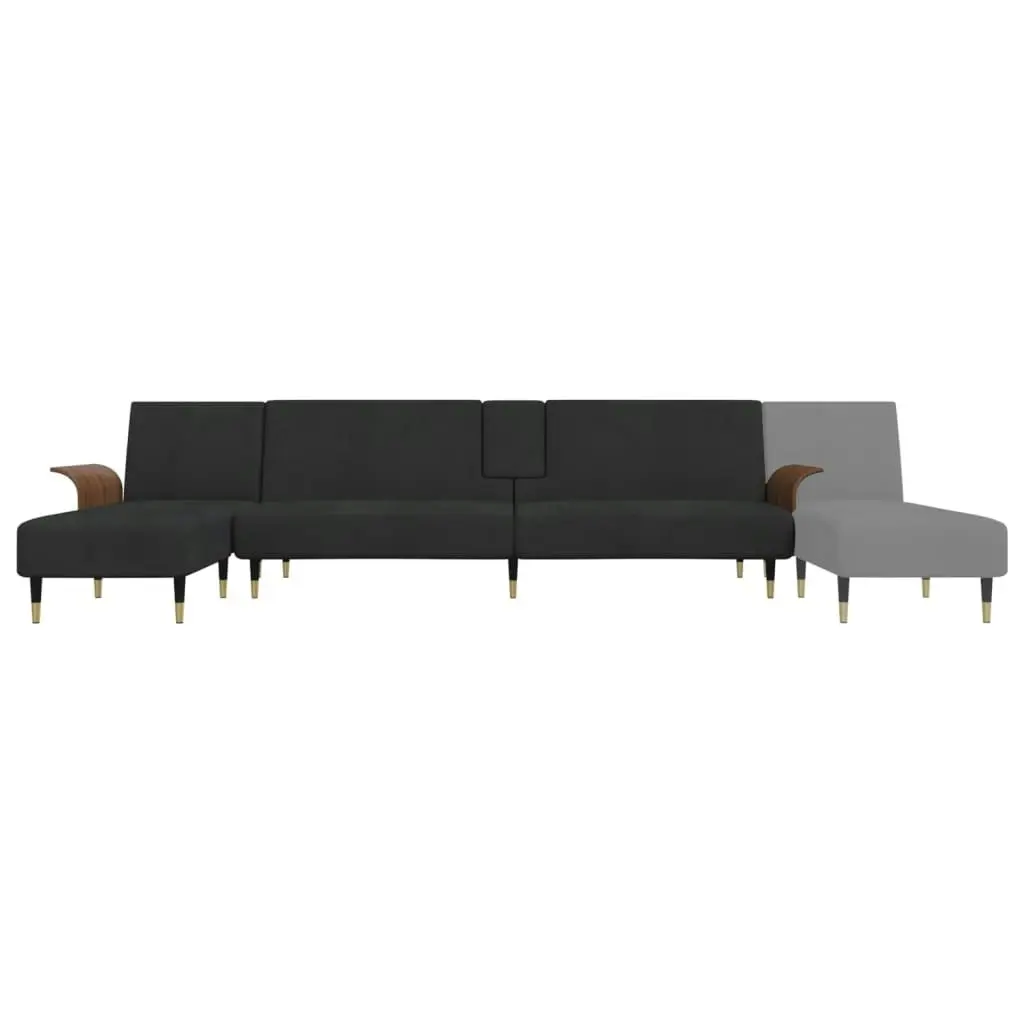 L-shaped Sofa Black 279x140x70 cm Velvet 3157218