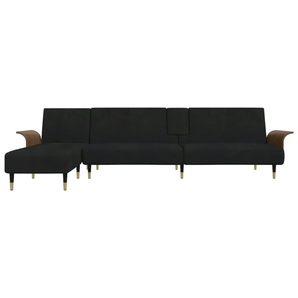 L-shaped Sofa Black 279x140x70 cm Velvet 3157218