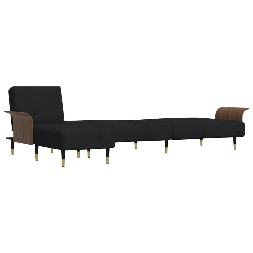 L-shaped Sofa Black 279x140x70 cm Velvet 3157218