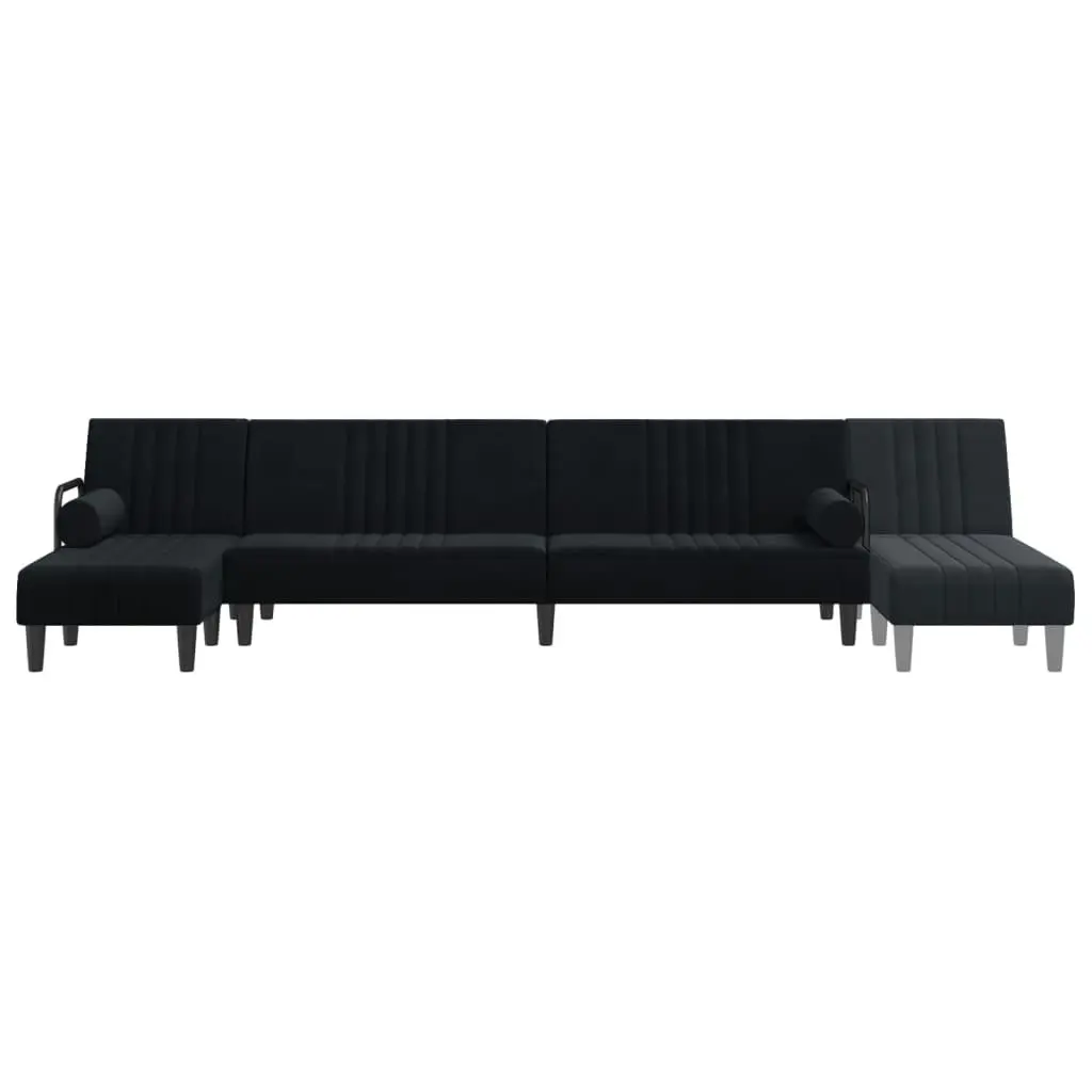 L-shaped Sofa Bed Black 260x140x70 cm Velvet 3157245