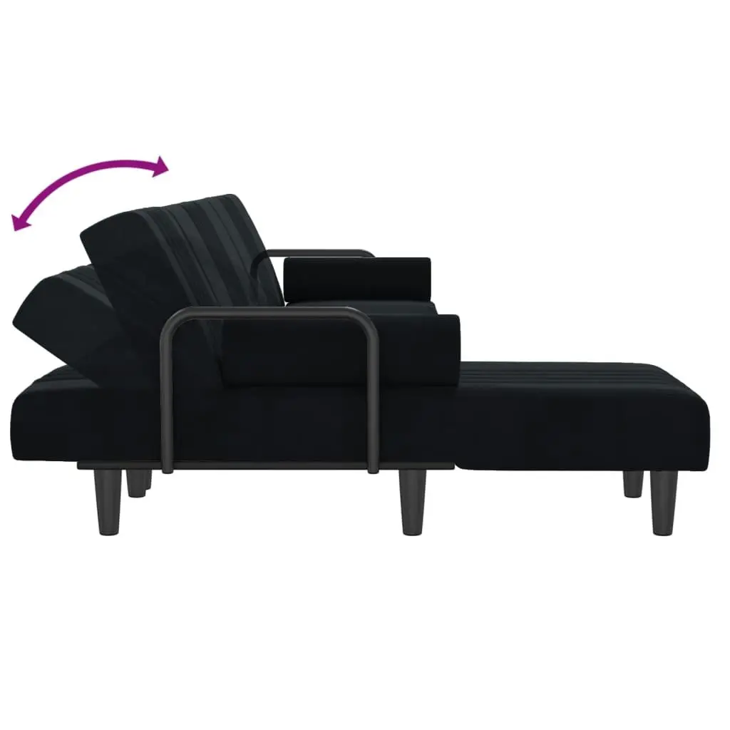 L-shaped Sofa Bed Black 260x140x70 cm Velvet 3157245