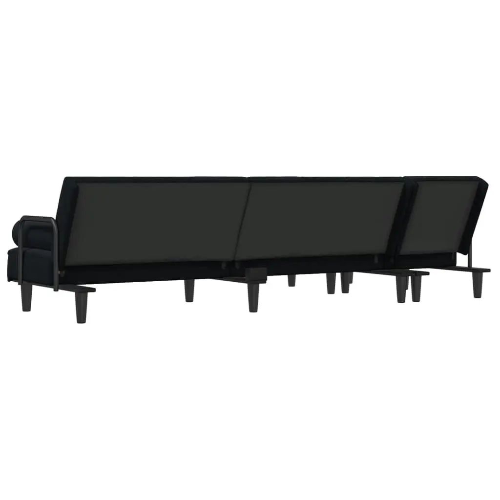 L-shaped Sofa Bed Black 260x140x70 cm Velvet 3157245