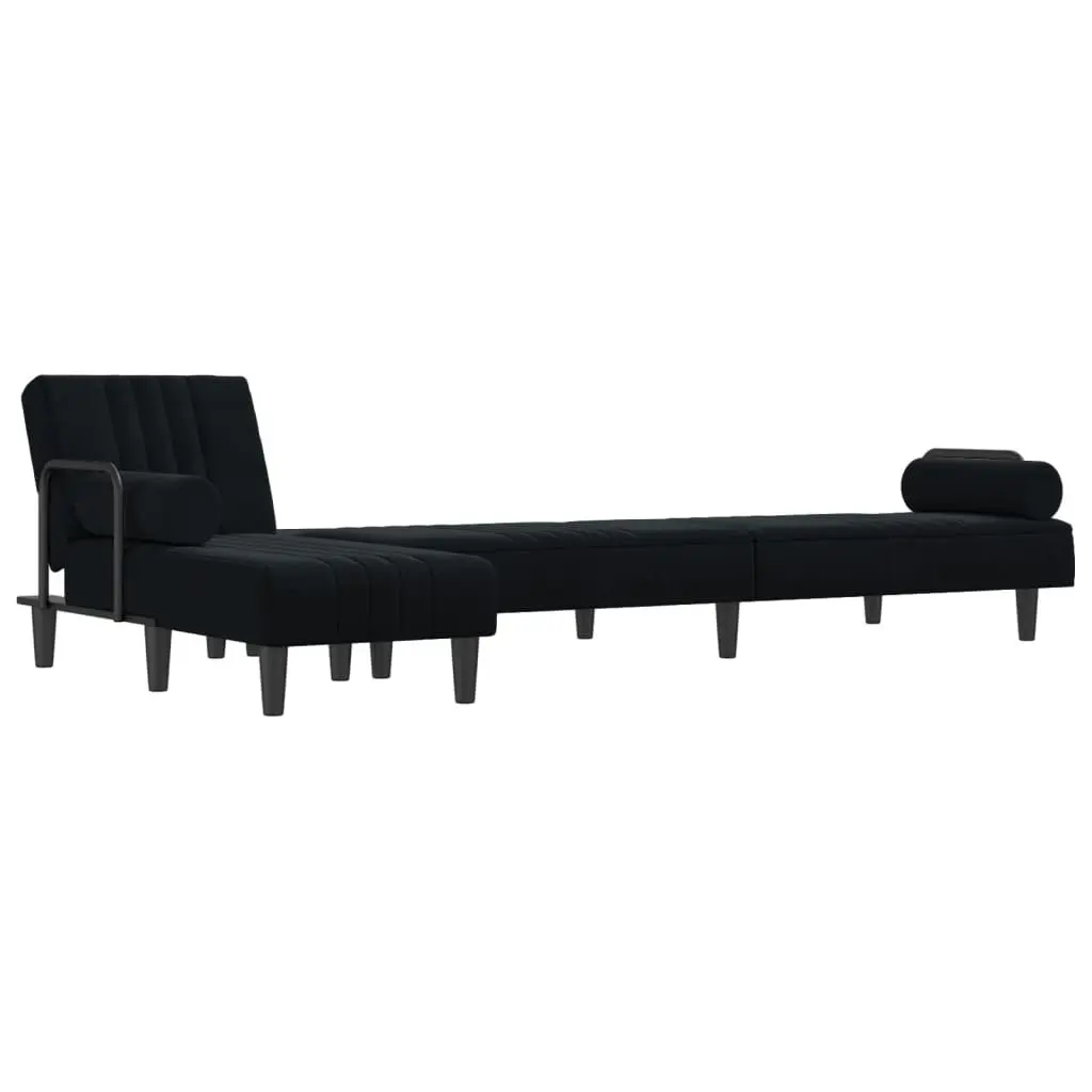 L-shaped Sofa Bed Black 260x140x70 cm Velvet 3157245