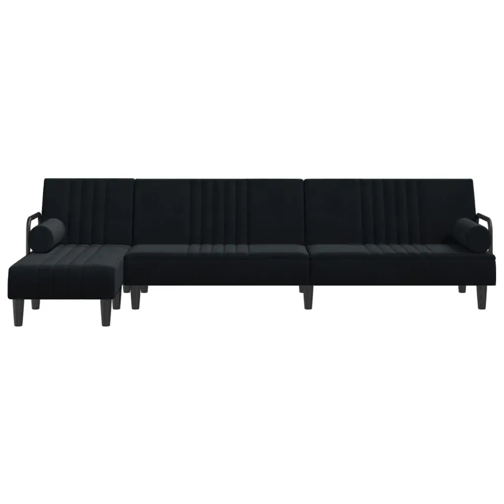 L-shaped Sofa Bed Black 260x140x70 cm Velvet 3157245