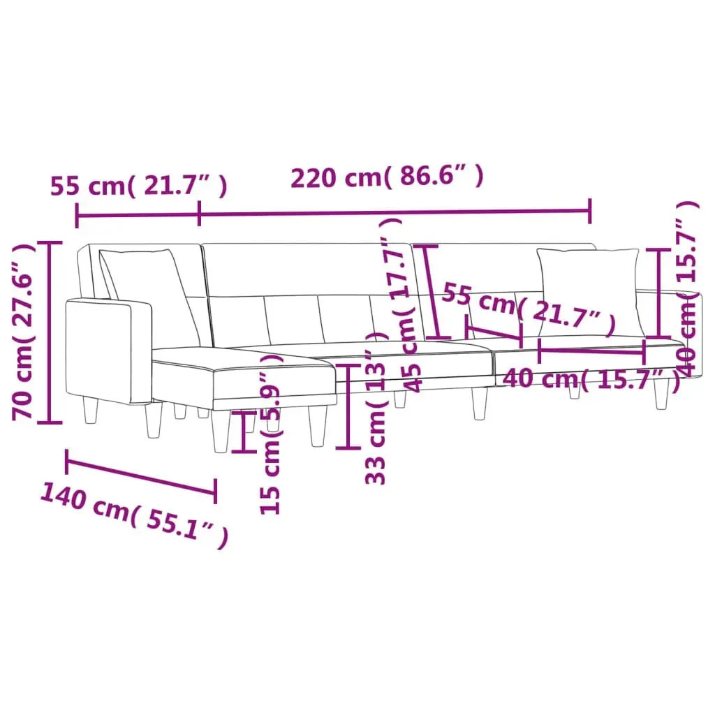 L-shaped Sofa Bed Dark Grey 275x140x70 cm Fabric 3157233