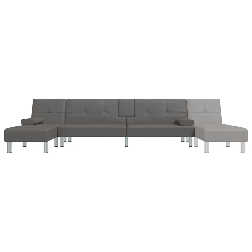 L-shaped Sofa Bed Grey 255x140x70 cm Faux Leather 3157267