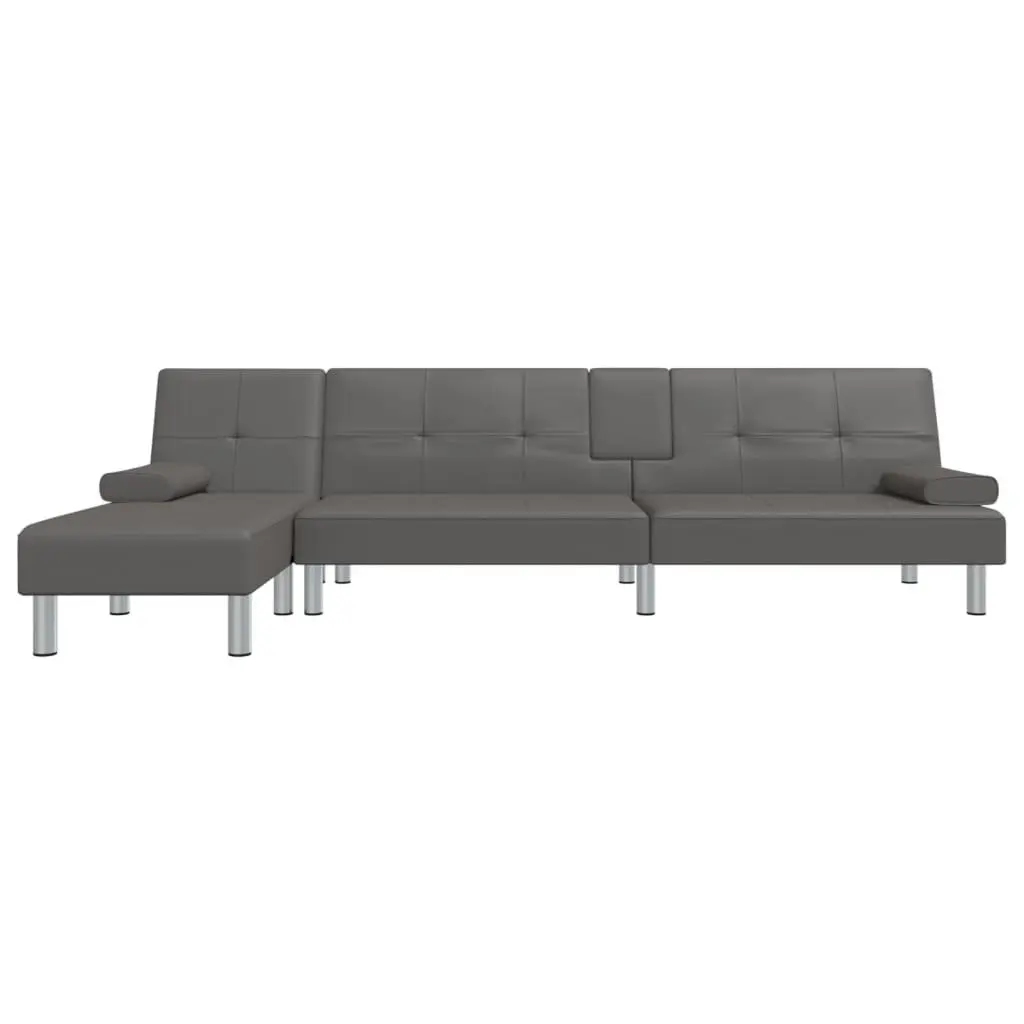 L-shaped Sofa Bed Grey 255x140x70 cm Faux Leather 3157267