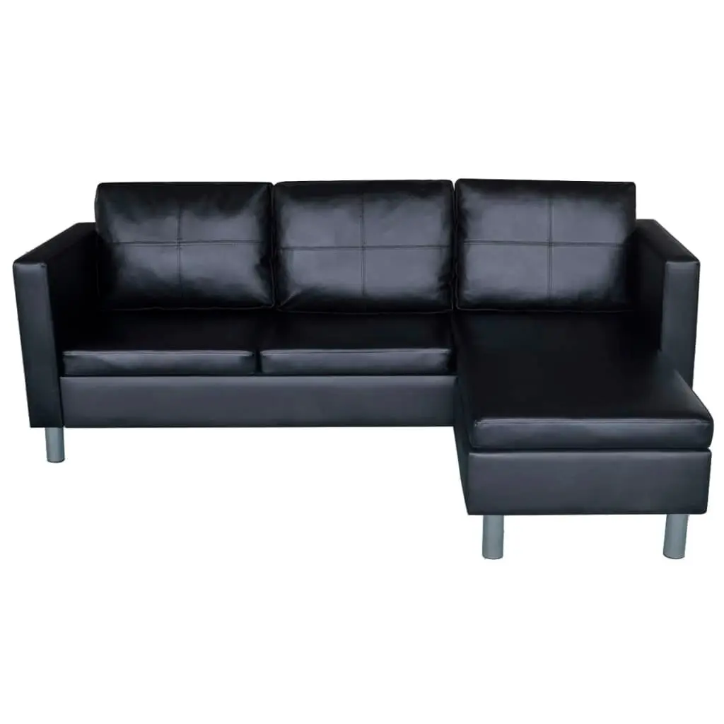 Sectional Sofa 3-Seater Artificial Leather Black 241979