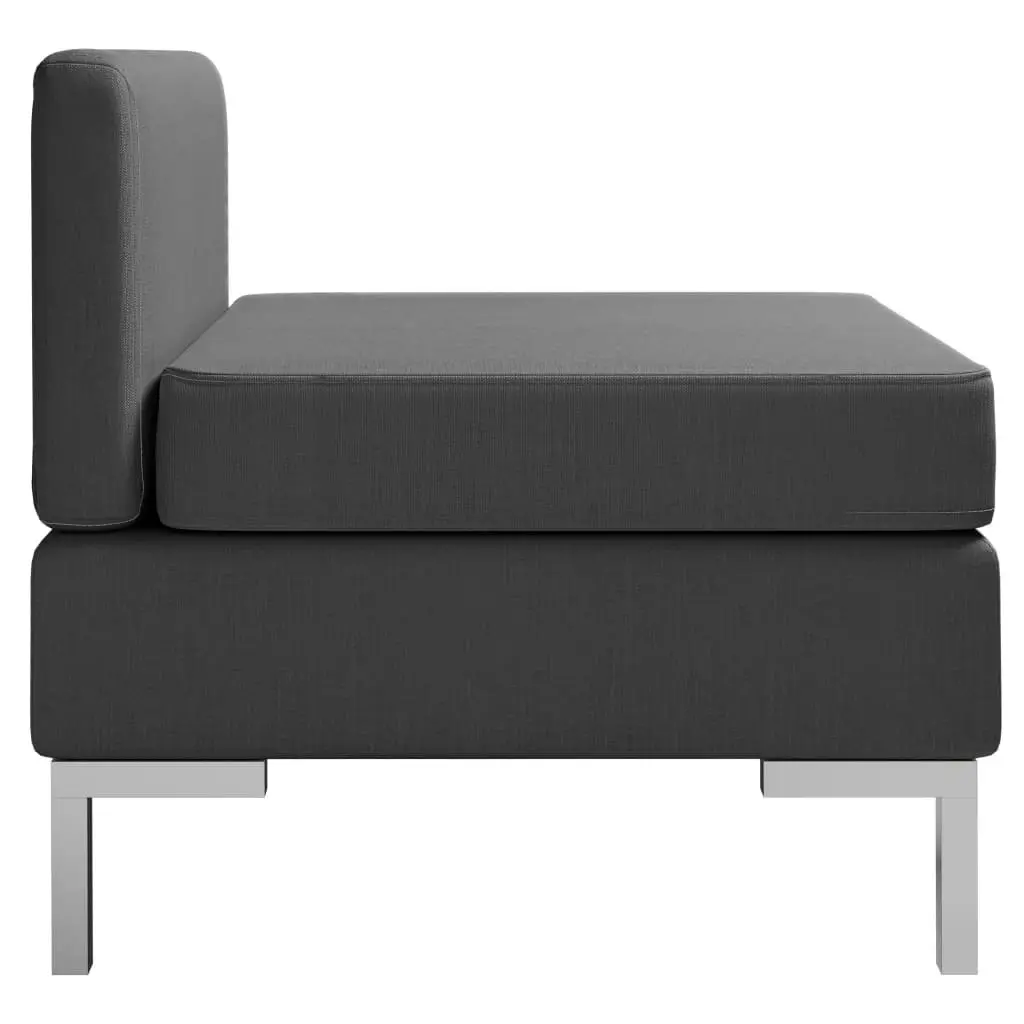 Sectional Middle Sofa with Cushion Fabric Dark Grey 287001