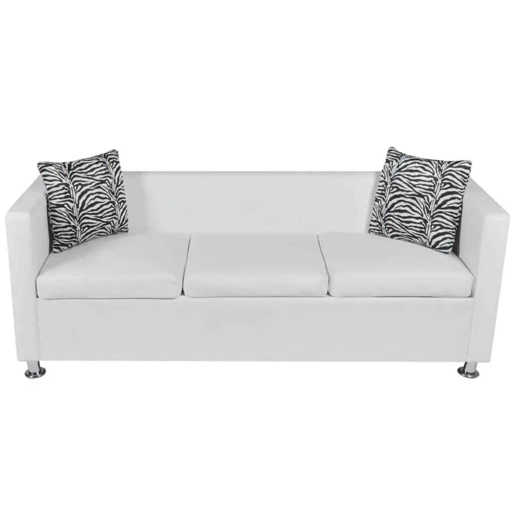 Sofa 3-Seater Artificial Leather White 242211