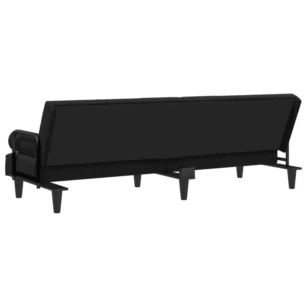 Sofa Bed with Armrests Black Velvet 351898