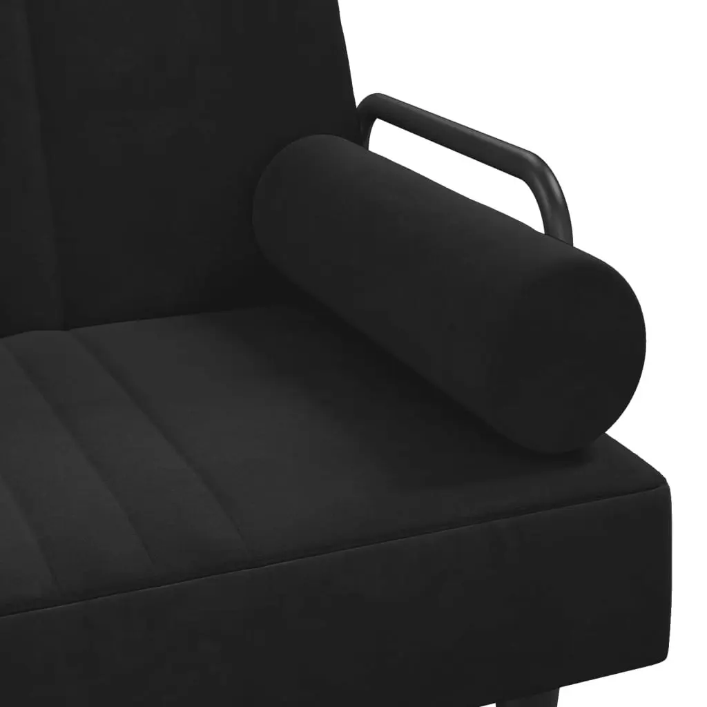 Sofa Bed with Armrests Black Velvet 351898