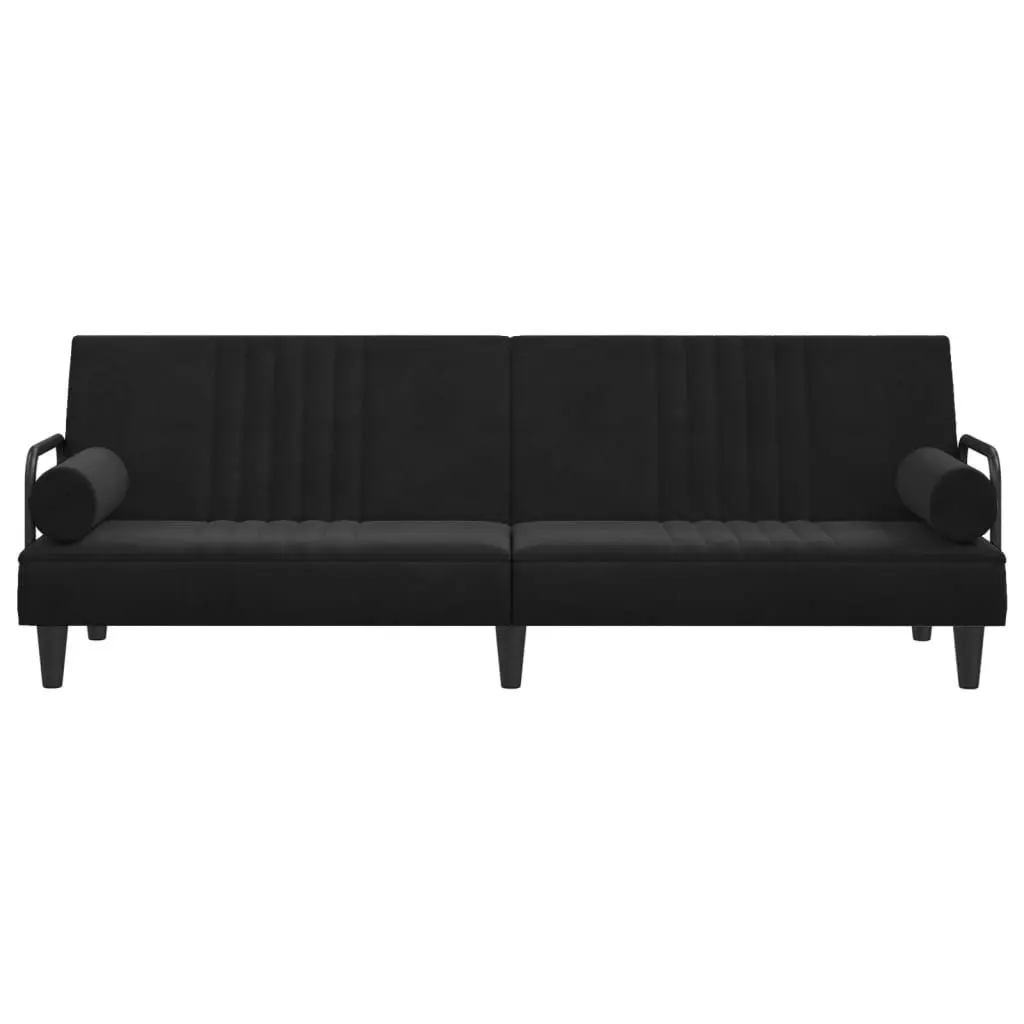 Sofa Bed with Armrests Black Velvet 351898