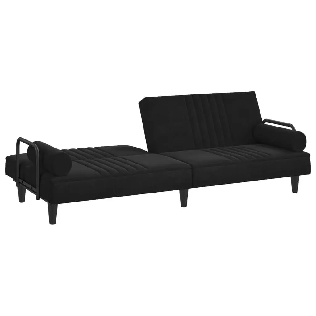 Sofa Bed with Armrests Black Velvet 351898