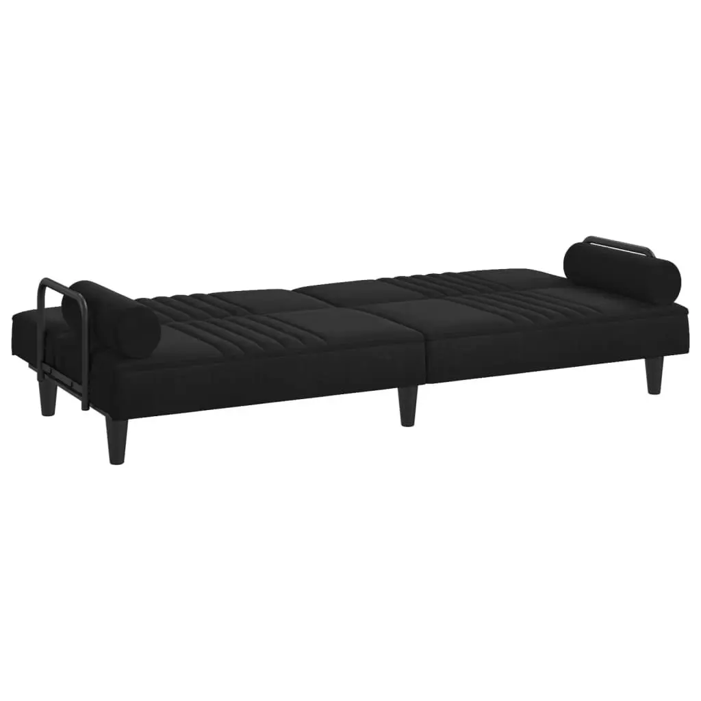 Sofa Bed with Armrests Black Velvet 351898