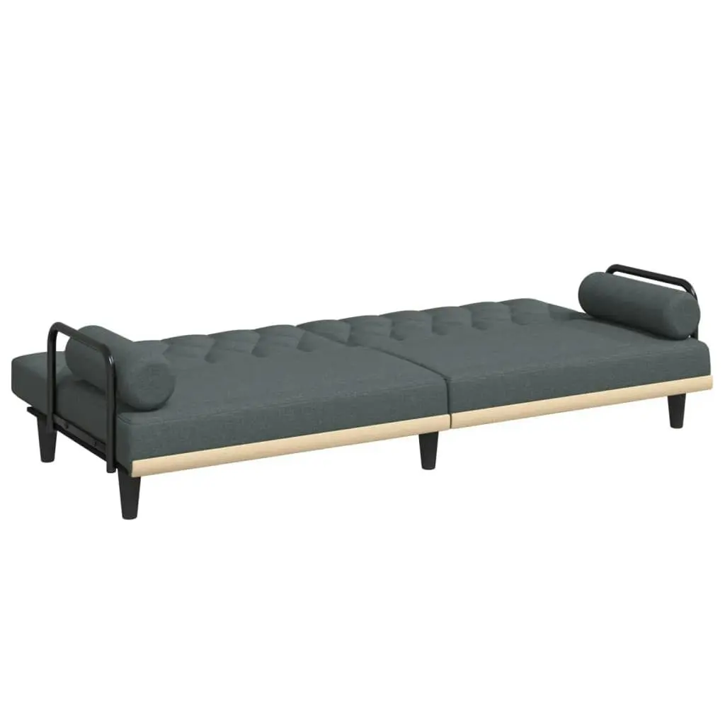 Sofa Bed with Armrests Dark Grey Fabric 351938